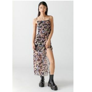UO Wild Side Mesh Slip Dress
